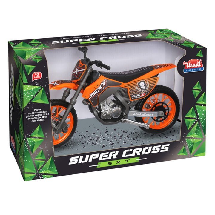 Moto de Corrida Super Cross SXT Branca Usual Brinquedos